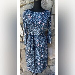 Boden Dress US 8R Blue Multicolor Floral Belted‎ Lined Excellent Condition